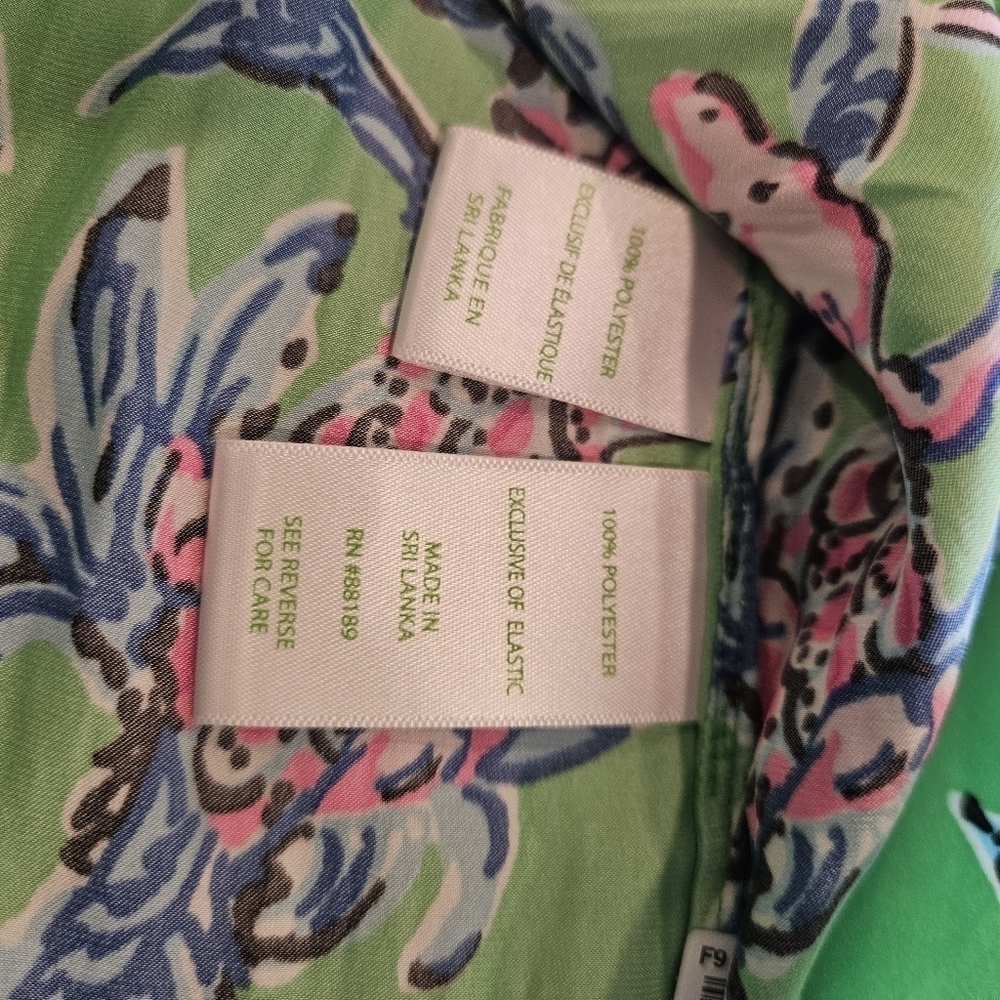 Lilly Pulitzer Brewster Blooms Nevie Off-Shoulder Top Gecko Green Pink M NWT - Picture 4 of 7